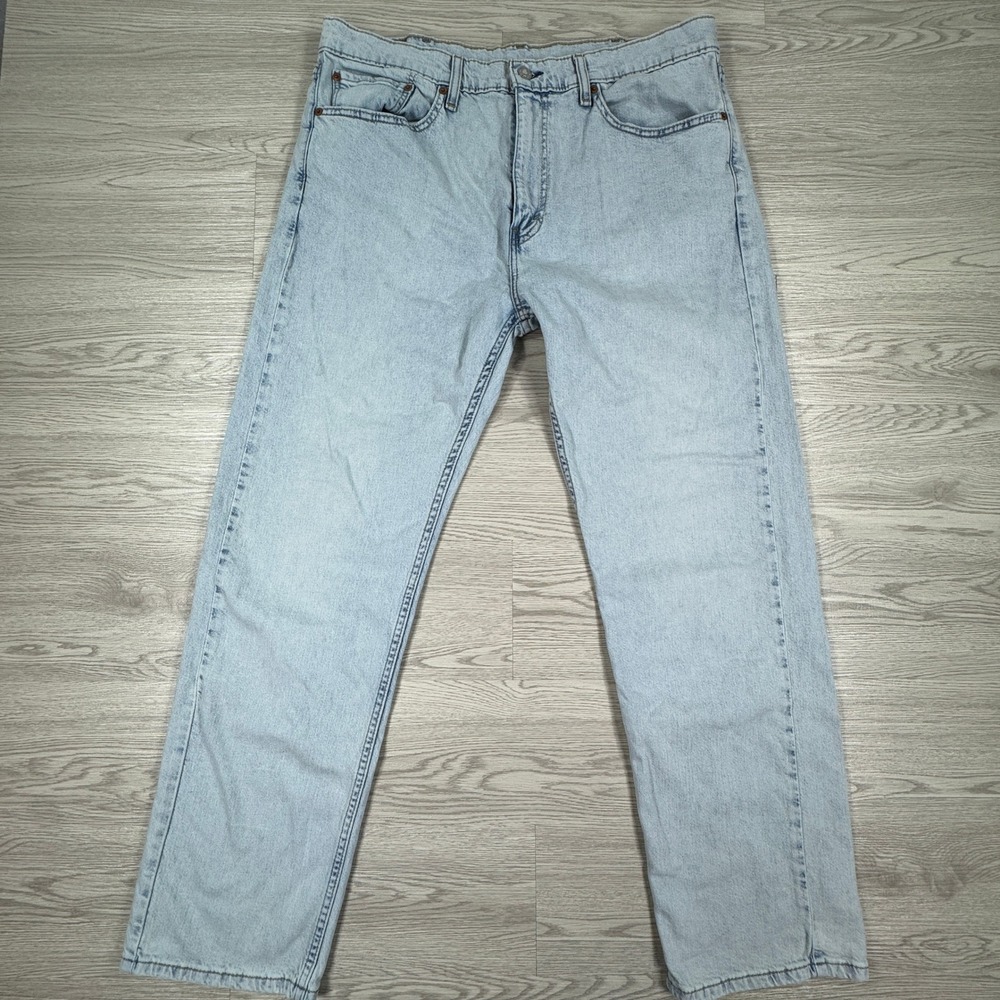 Levi's Mens Jeans 505 Regular Fit Light Wash Blue 38x32 Straight Leg Stretch